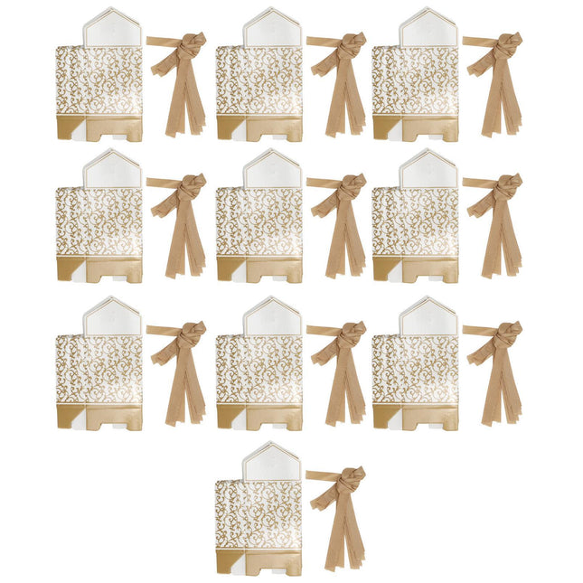 40 Sets Gift Bag Exquisite Unique Golden Pattern Bow Small Gift Box Decoration For Wedding Birthday Party Festival.