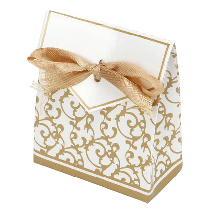 40 Sets Gift Bag Exquisite Unique Golden Pattern Bow Small Gift Box Decoration For Wedding Birthday Party Festival.