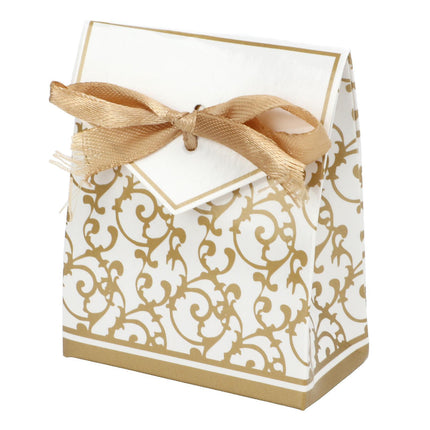 40 Sets Gift Bag Exquisite Unique Golden Pattern Bow Small Gift Box Decoration For Wedding Birthday Party Festival.