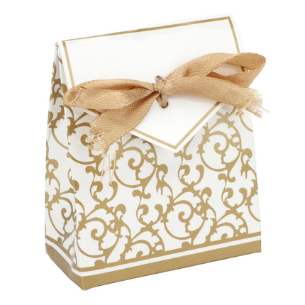 40 Sets Gift Bag Exquisite Unique Golden Pattern Bow Small Gift Box Decoration For Wedding Birthday Party Festival.