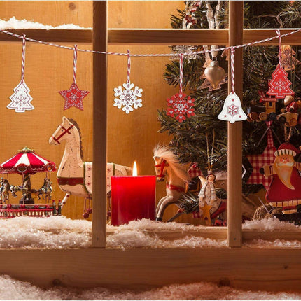60 Pcs Christmas Wood Hanging Ornaments Wood Slices Christmas Tree Decoration for Party Christmas Tree Decoration.