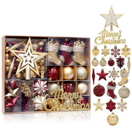 70pcs Red Gold Christmas OrnamentsShatterproof Christmas Tree Balls Set Plastic Xmas Ornaments for Holiday Party Wedding Christmas Tree Decorations.