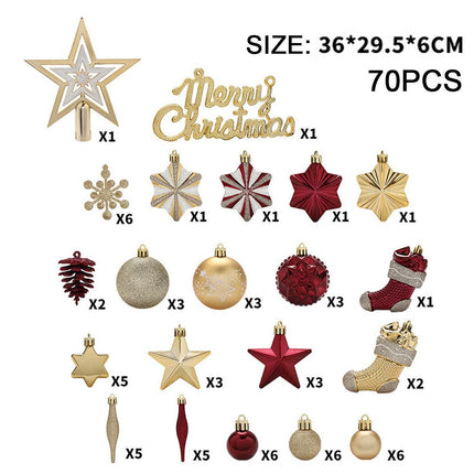 70pcs Red Gold Christmas OrnamentsShatterproof Christmas Tree Balls Set Plastic Xmas Ornaments for Holiday Party Wedding Christmas Tree Decorations.