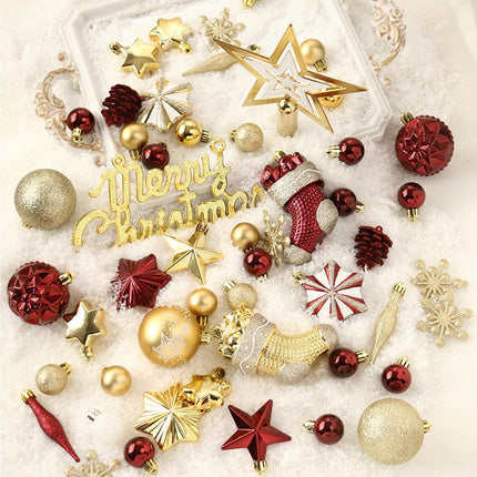 70pcs Red Gold Christmas OrnamentsShatterproof Christmas Tree Balls Set Plastic Xmas Ornaments for Holiday Party Wedding Christmas Tree Decorations.