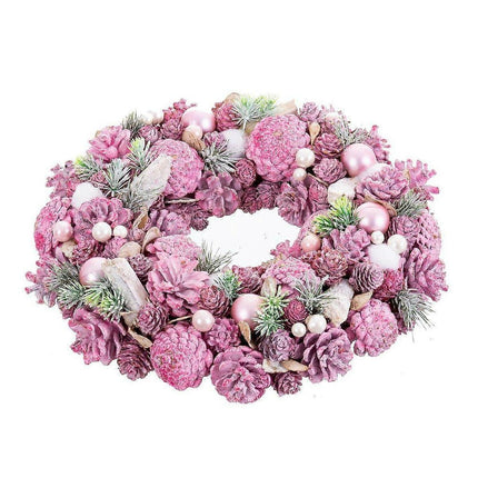 Advent wreathe pink multicolour plastic foam 34 x 34 x 8.5cm.