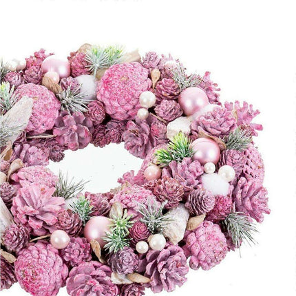 Advent wreathe pink multicolour plastic foam 34 x 34 x 8.5cm.