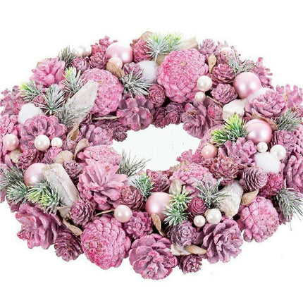 Advent wreathe pink multicolour plastic foam 34 x 34 x 8.5cm.