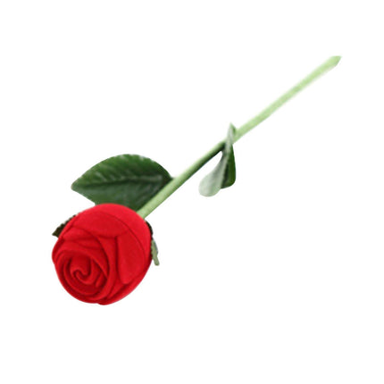 Beautiful Rose Shape Ring Box Romantic Decorative Fabric Ring Display Case Wedding Supplies - Red.