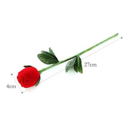 Beautiful Rose Shape Ring Box Romantic Decorative Fabric Ring Display Case Wedding Supplies - Red.