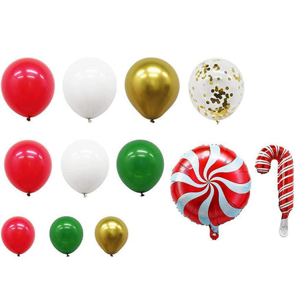 Christmas Balloons Garland Arch Kit - Red Green Gold Confetti Candy Balloons for Xmas Party Decor Variant Size Value 102pcs.