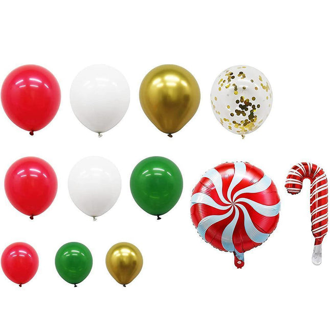 Christmas Balloons Garland Arch Kit - Red Green Gold Confetti Candy Balloons for Xmas Party Decor Variant Size Value 102pcs.