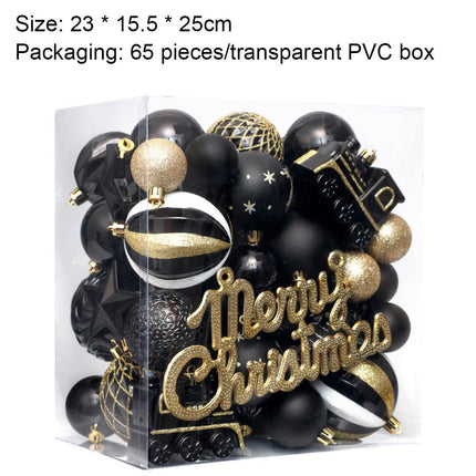 Christmas Balls Ornaments 65PCS Shatterproof Festive Wedding Hanging Ornaments Christmas Tree Decoration,Black gold.