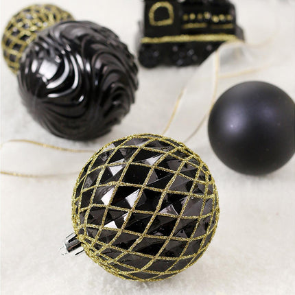Christmas Balls Ornaments 65PCS Shatterproof Festive Wedding Hanging Ornaments Christmas Tree Decoration,Black gold.