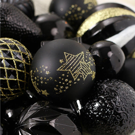 Christmas Balls Ornaments 65PCS Shatterproof Festive Wedding Hanging Ornaments Christmas Tree Decoration,Black gold.