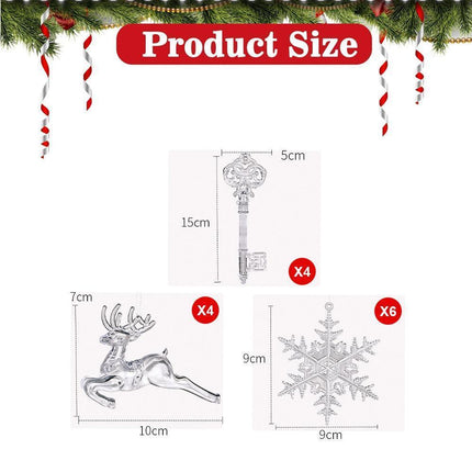 Christmas Decorations Ornaments Set,Clear Icicle Drops Hanging Christmas Tree Decorations Pendants For Xmas New Year Party.