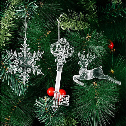 Christmas Decorations Ornaments Set,Clear Icicle Drops Hanging Christmas Tree Decorations Pendants For Xmas New Year Party.