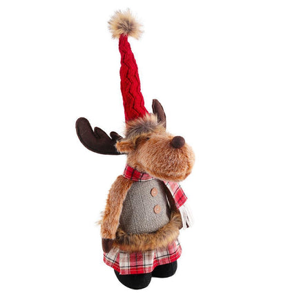 Christmas elk standing plush doll Christmas decorations plush toy ornaments decoration holiday party-grey.