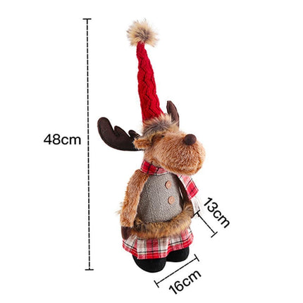 Christmas elk standing plush doll Christmas decorations plush toy ornaments decoration holiday party-grey.