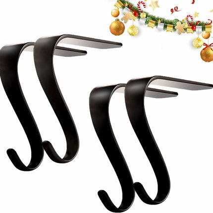 Christmas Stocking Holders Metal Fireplace Stocking Hook Garland Mantle Hook For Christmas Decoration (4 Pack).