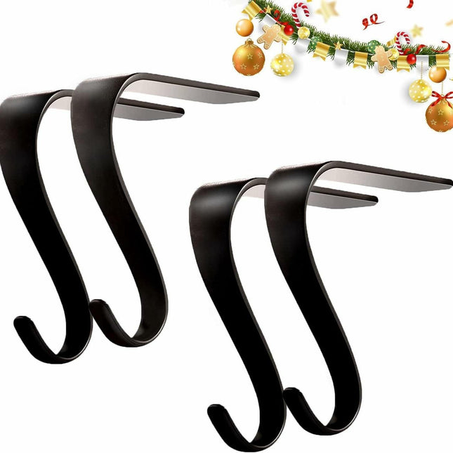 Christmas Stocking Holders Metal Fireplace Stocking Hook Garland Mantle Hook For Christmas Decoration (4 Pack).