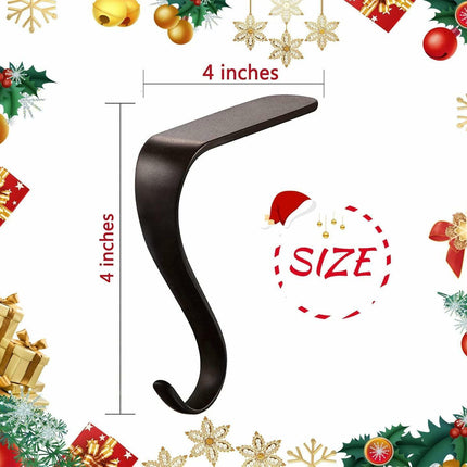 Christmas Stocking Holders Metal Fireplace Stocking Hook Garland Mantle Hook For Christmas Decoration (4 Pack).