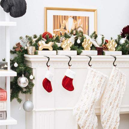 Christmas Stocking Holders Metal Fireplace Stocking Hook Garland Mantle Hook For Christmas Decoration (4 Pack).