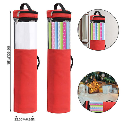 Christmas tree storage bag gift wrapping paper storage bag Christmas cylindrical storage bag Red.