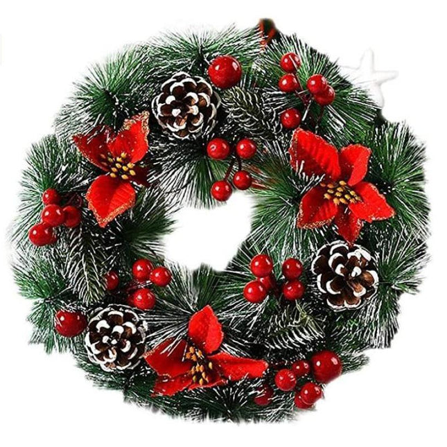 Christmas Wreath, Door Wreath Christmas Christmas Decoration Wreath Christmas Garland with Balls Handmade Christmas Garland Decoration Wreath-32cm.