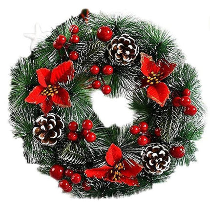 Christmas Wreath, Door Wreath Christmas Christmas Decoration Wreath Christmas Garland with Balls Handmade Christmas Garland Decoration Wreath-32cm.