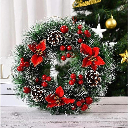 Christmas Wreath, Door Wreath Christmas Christmas Decoration Wreath Christmas Garland with Balls Handmade Christmas Garland Decoration Wreath-32cm.