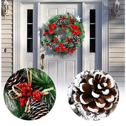 Christmas Wreath, Door Wreath Christmas Christmas Decoration Wreath Christmas Garland with Balls Handmade Christmas Garland Decoration Wreath-32cm.