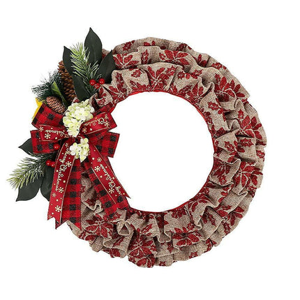 Christmas Wreath, Faux Linen Christmas Tree Wreath, Hanging Christmas Decorations, Artificial Christmas Wreath, Christmas Wreath For Front Door.