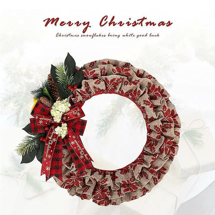 Christmas Wreath, Faux Linen Christmas Tree Wreath, Hanging Christmas Decorations, Artificial Christmas Wreath, Christmas Wreath For Front Door.