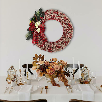 Christmas Wreath, Faux Linen Christmas Tree Wreath, Hanging Christmas Decorations, Artificial Christmas Wreath, Christmas Wreath For Front Door.