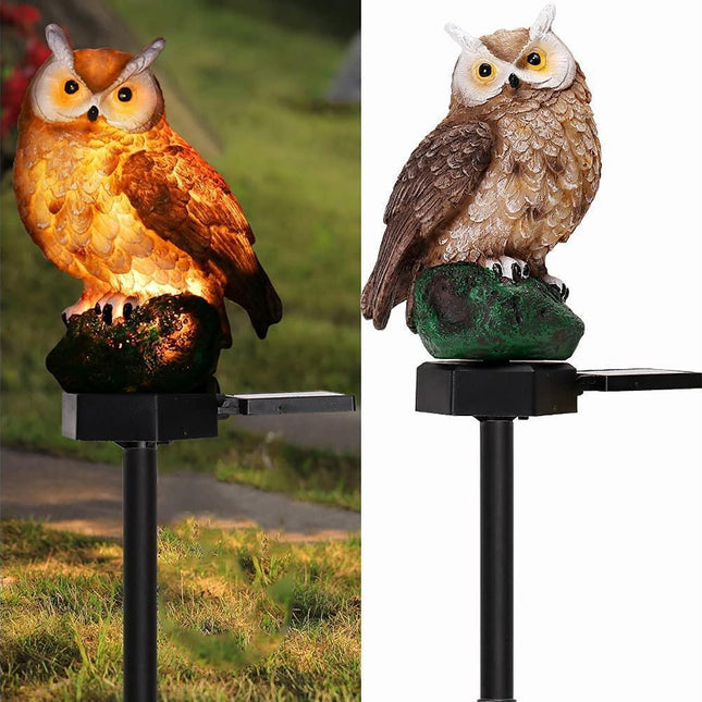 Garden Solar Lights Outdoor Decor- Resin Owl Solar LED Garden Lights-Waterproof, Energy Saving- Owl Shape with Stake for Garden Lawn, Yard Art, Pathway.