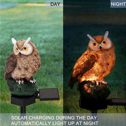 Garden Solar Lights Outdoor Decor- Resin Owl Solar LED Garden Lights-Waterproof, Energy Saving- Owl Shape with Stake for Garden Lawn, Yard Art, Pathway.