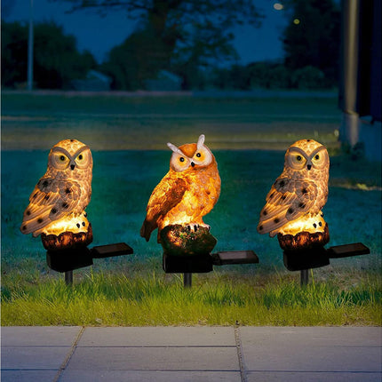 Garden Solar Lights Outdoor Decor- Resin Owl Solar LED Garden Lights-Waterproof, Energy Saving- Owl Shape with Stake for Garden Lawn, Yard Art, Pathway.