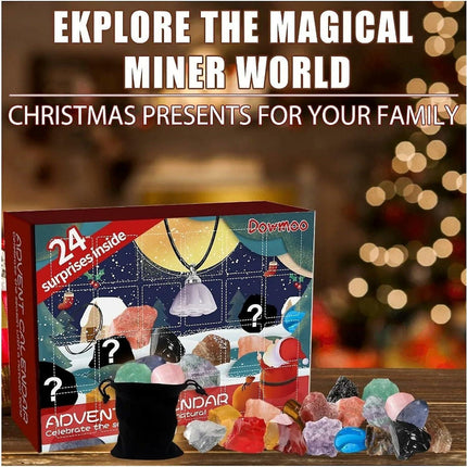 Gigbuff Cam Advent Calendar,  Advent Calendar 24 Boxes Fun Santa Countdown Mineral Crystal Blind Box Toy Boys Advent Calendar Kit.