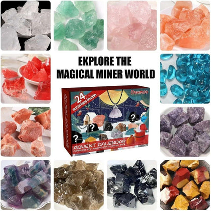 Gigbuff Cam Advent Calendar,  Advent Calendar 24 Boxes Fun Santa Countdown Mineral Crystal Blind Box Toy Boys Advent Calendar Kit.