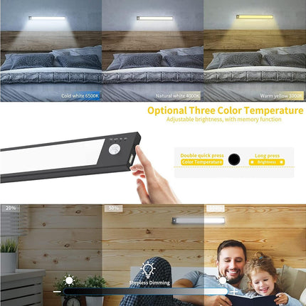LED Closet Light with Motion Sensor, 12 Inch Dimmable Rechargeable LED Under Kitchen Cabinet Light.