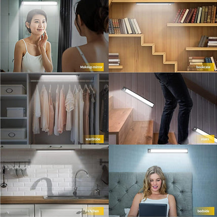 LED Closet Light with Motion Sensor, 12 Inch Dimmable Rechargeable LED Under Kitchen Cabinet Light.