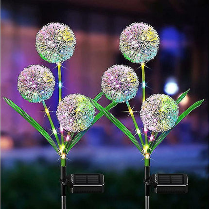 Outdoor Christmas Decorations, 2 Pack Upgraded Solar Dandelion Outdoor Lights, Waterproof Solar Christmas Garden Stake Lights Solar Christmas Pathway.
