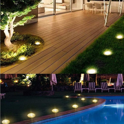 Outdoor Solar Buried Lights, 16 Led Warm White Waterproof Stainless Steel Spotlights For Patio, Yard Garden Path, Garage Walkway Decoration.
