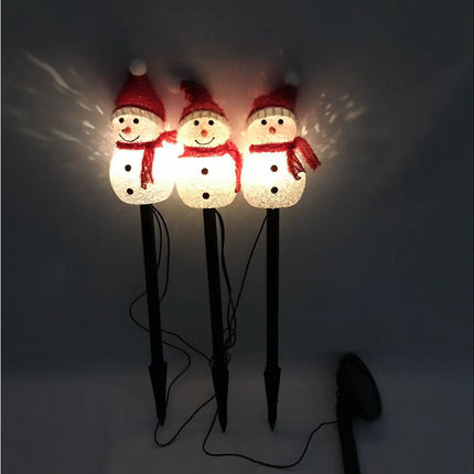 Outdoor Solar Christmas Lights, Set of 3 Snowmen for Patio, Yard, Garden, Lawn Christmas Decorations.