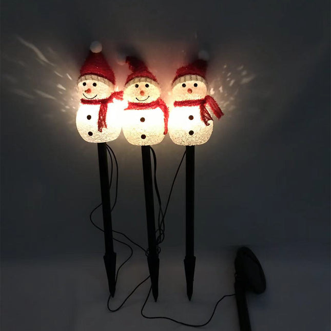 Outdoor Solar Christmas Lights, Set of 3 Snowmen for Patio, Yard, Garden, Lawn Christmas Decorations.