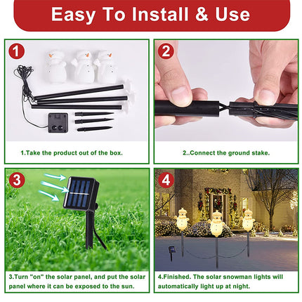 Outdoor Solar Christmas Lights, Set of 3 Snowmen for Patio, Yard, Garden, Lawn Christmas Decorations.