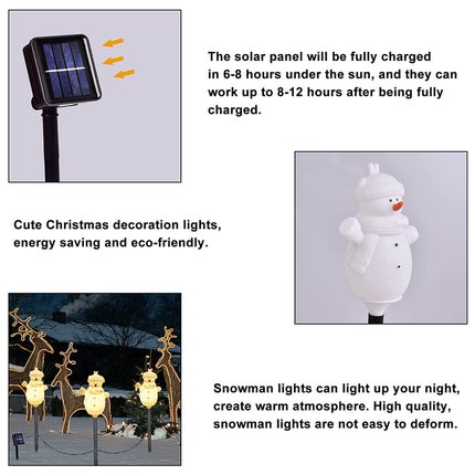 Outdoor Solar Christmas Lights, Set of 3 Snowmen for Patio, Yard, Garden, Lawn Christmas Decorations.