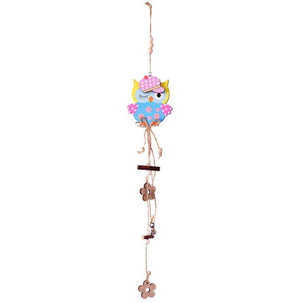 Owl Charm Beautifully Patterned Cartoon Decorative Festival Props Wooden Creative Easter Owl Pendant for Easter - Yellow.