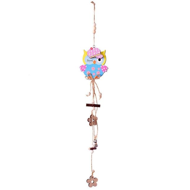 Owl Charm Beautifully Patterned Cartoon Decorative Festival Props Wooden Creative Easter Owl Pendant for Easter - Yellow.