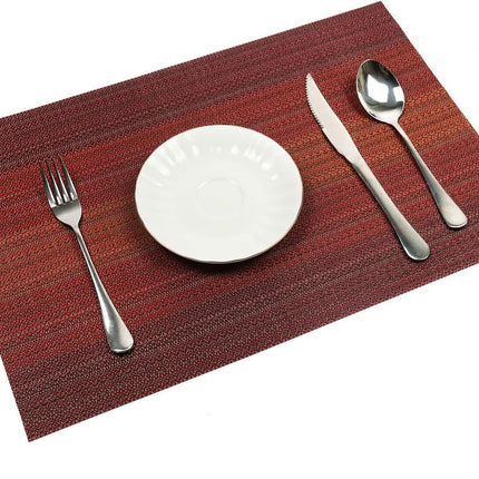 Placemats Set Of 6 For Dining Table Washable Woven Vinyl Placemats Non-Slip Heat Resistant Kitchen Table Mats Easy To Clean (Set Of 6)- Red.